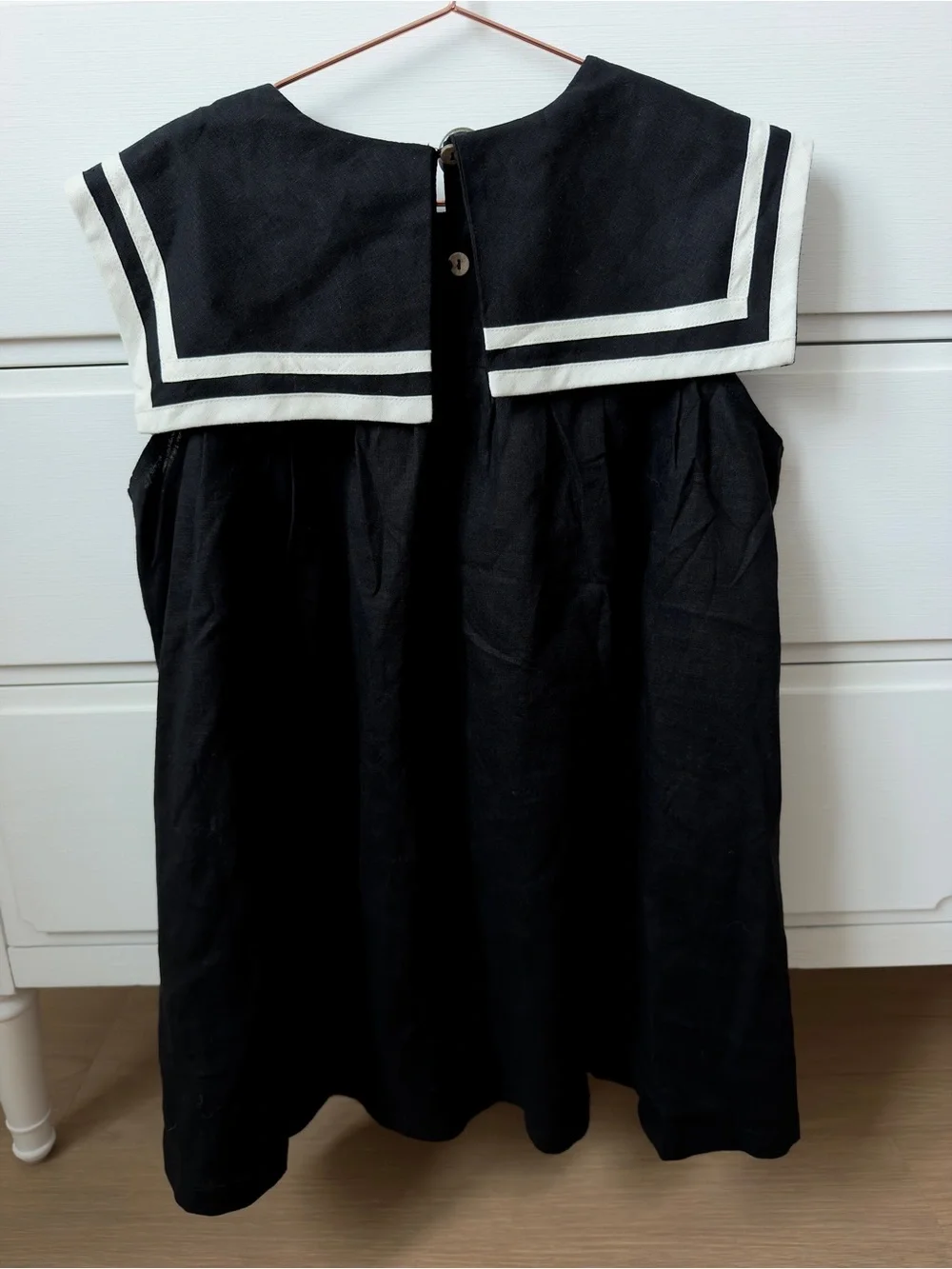 Rylee + Cru Black Sailor Dress with White Trim